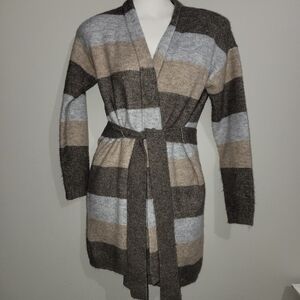 LOFT Striped Belted Duster Sweater Size XXS Petite